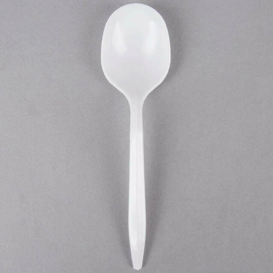 1000ct – 6" White Plastic Soup Spoons | Medium-Weight, Disposable Cutlery for Soups, Stews & Takeout