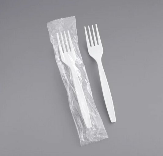 1000ct – Individually Wrapped White Plastic Forks | Medium-Weight, Hygienic Disposable Cutlery for Takeout & Catering