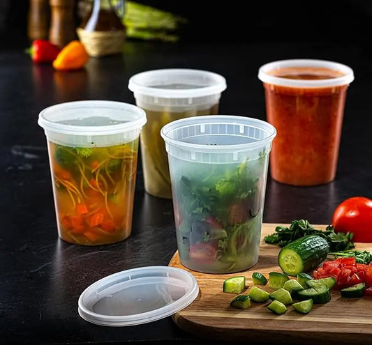 240ct – 32oz Soup Containers with Lids | BPA-Free, Microwave Safe, Leak-Resistant (Heavy-Duty Bulk Pack)