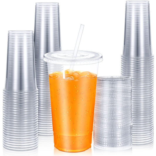 500ct – 32oz Clear Plastic Cups | PET Cold Drink Cups, Crack-Resistant, Disposable Beverage Cups