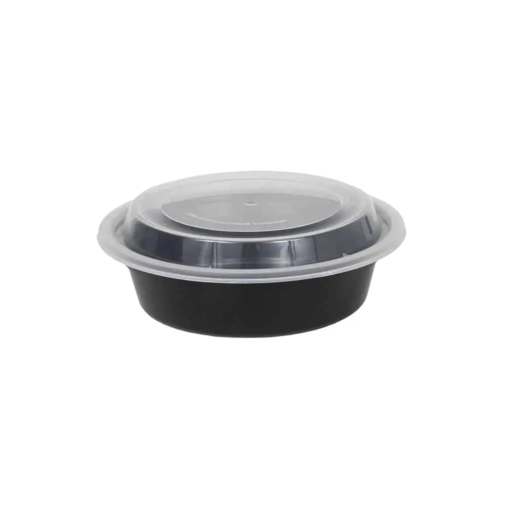 24 oz Black Containers with lids (150 pcs) - T&S DISTRIBUTOR