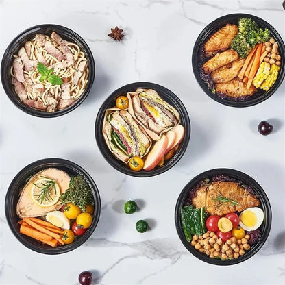 24 oz Black Containers with lids (150 pcs) - T&S DISTRIBUTOR