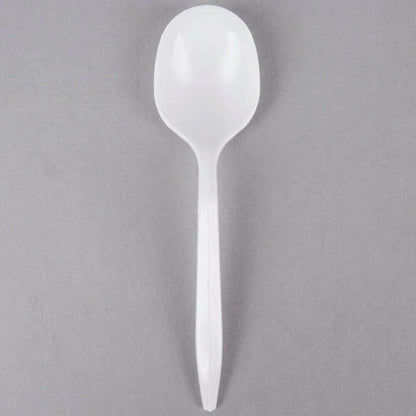 1000ct – 6" White Plastic Soup Spoons | Medium-Weight, Disposable Cutlery for Soups, Stews &amp; Takeout