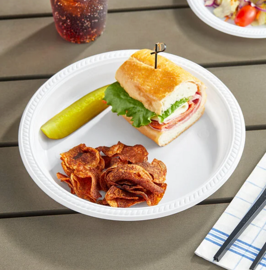 500ct – 10" White Plastic Plates | Heavy-Duty Disposable Plates for Catering, Events &amp; Food Service
